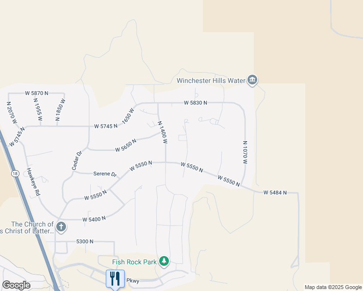 map of restaurants, bars, coffee shops, grocery stores, and more near 5675 North 1320 West in St. George