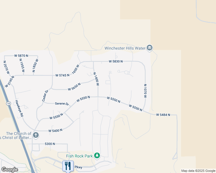 map of restaurants, bars, coffee shops, grocery stores, and more near 5675 North 1320 West in St. George