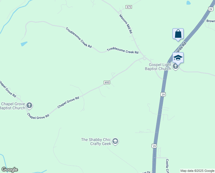 map of restaurants, bars, coffee shops, grocery stores, and more near 55 Lisa Ann Lane in Evington