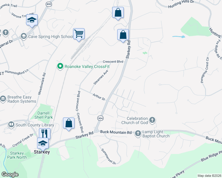 map of restaurants, bars, coffee shops, grocery stores, and more near 5455 State Route 604 in Cave Spring