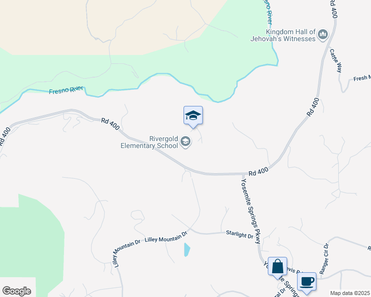 map of restaurants, bars, coffee shops, grocery stores, and more near 31800 Road 400 in Coarsegold