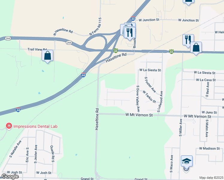 map of restaurants, bars, coffee shops, grocery stores, and more near 5016 West Tarkio Street in Springfield