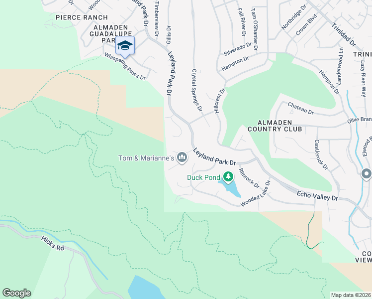 map of restaurants, bars, coffee shops, grocery stores, and more near 6815 Rockview Court in San Jose