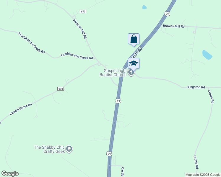 map of restaurants, bars, coffee shops, grocery stores, and more near 10 Masons Mill Road in Evington