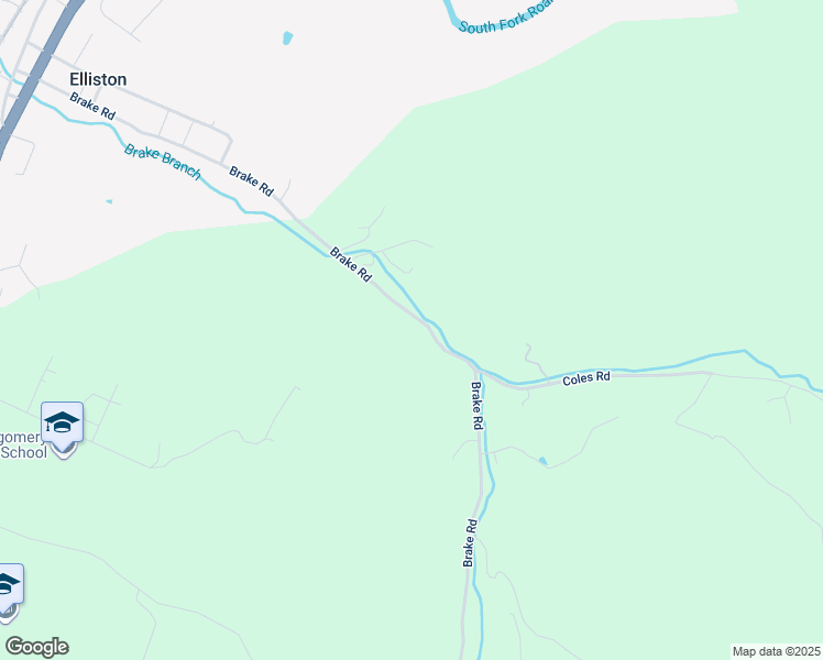 map of restaurants, bars, coffee shops, grocery stores, and more near 581 Brake Road in Elliston