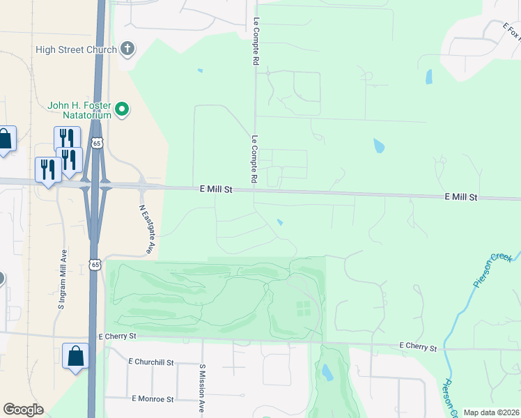 map of restaurants, bars, coffee shops, grocery stores, and more near 3800 East Mill Street in Springfield