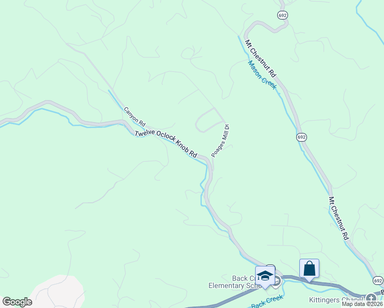 map of restaurants, bars, coffee shops, grocery stores, and more near 5784 Twelve Oclock Knob Road in Roanoke