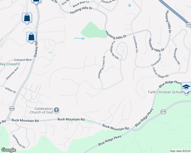 map of restaurants, bars, coffee shops, grocery stores, and more near 5426 Hunt Camp Rd in Roanoke
