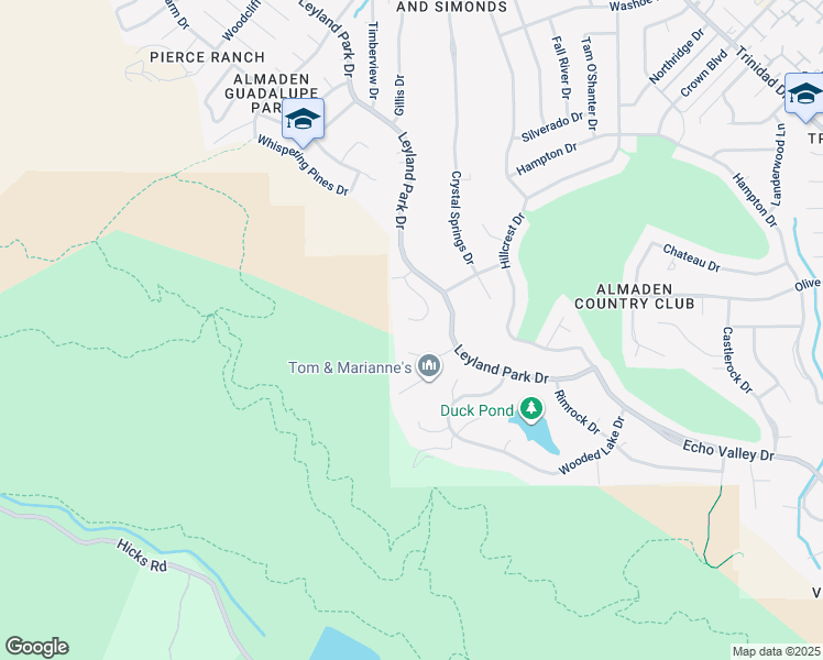 map of restaurants, bars, coffee shops, grocery stores, and more near 6746 Lookout Bend in San Jose