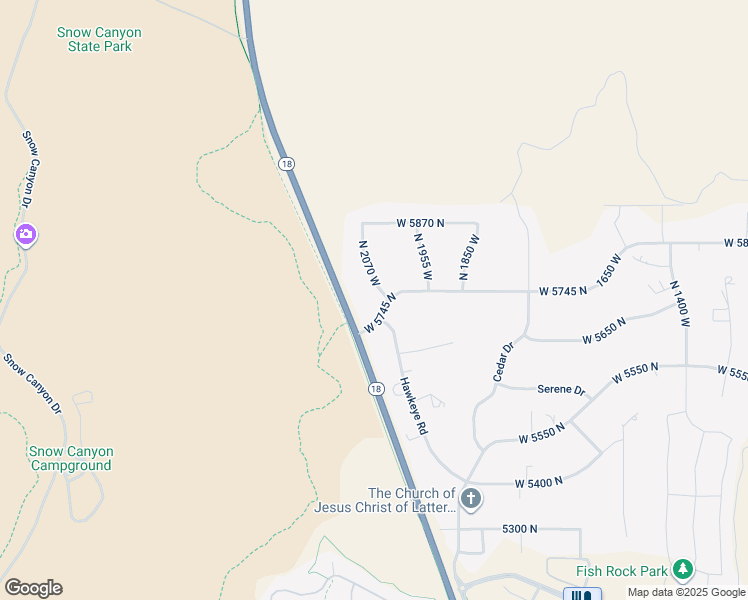 map of restaurants, bars, coffee shops, grocery stores, and more near 2072 West 5745 North in St. George