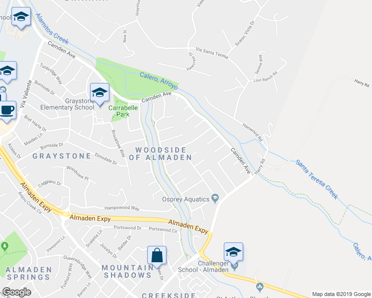 map of restaurants, bars, coffee shops, grocery stores, and more near 6902 Grandwood Way in San Jose