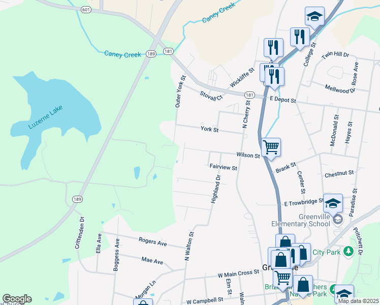 map of restaurants, bars, coffee shops, grocery stores, and more near 230 Wilson Street in Greenville
