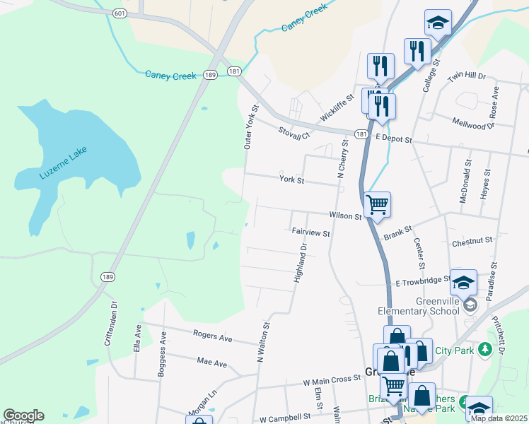 map of restaurants, bars, coffee shops, grocery stores, and more near 230 Wilson Street in Greenville