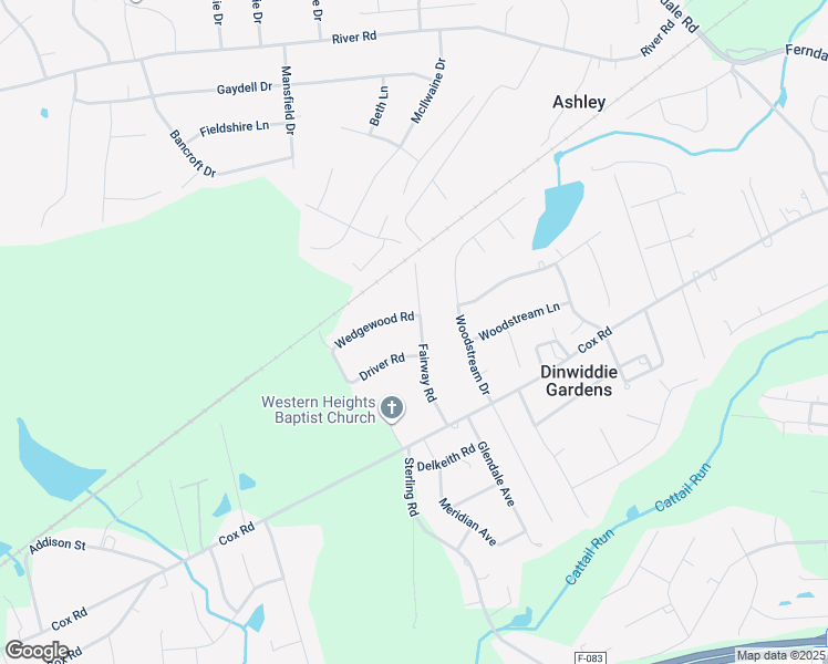 map of restaurants, bars, coffee shops, grocery stores, and more near 4606 Fairway Road in Petersburg
