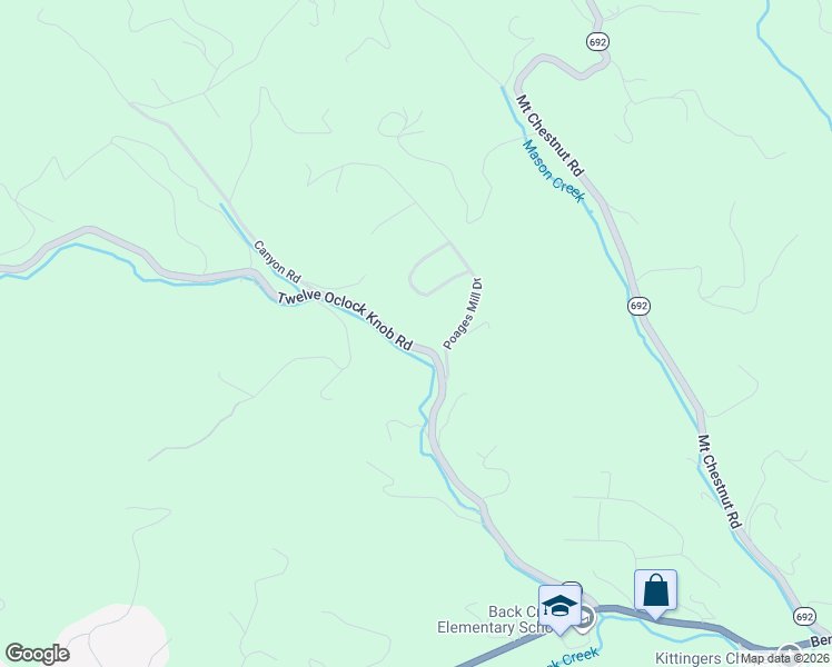 map of restaurants, bars, coffee shops, grocery stores, and more near 5784 12 Oclock Knob Road in Roanoke