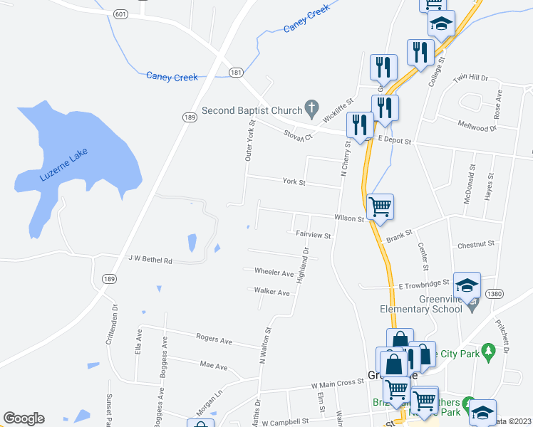 map of restaurants, bars, coffee shops, grocery stores, and more near 230 Wilson Street in Greenville