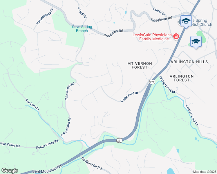 map of restaurants, bars, coffee shops, grocery stores, and more near 5952 Saddleridge Rd in Roanoke