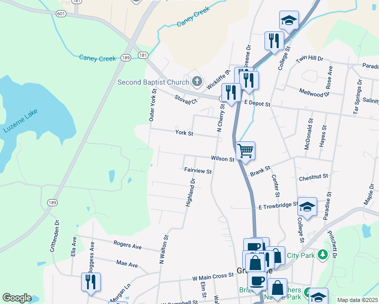 map of restaurants, bars, coffee shops, grocery stores, and more near 222 Wilson Street in Greenville