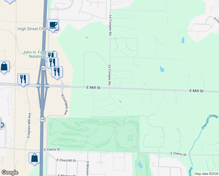 map of restaurants, bars, coffee shops, grocery stores, and more near 3800 East Mill Street in Springfield