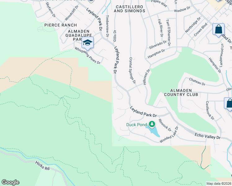 map of restaurants, bars, coffee shops, grocery stores, and more near 6714 Leyland Park Drive in San Jose