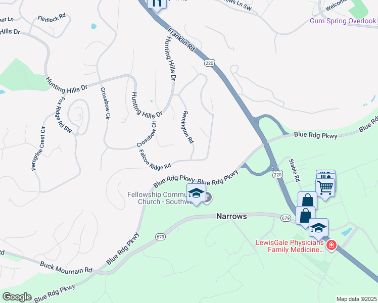 map of restaurants, bars, coffee shops, grocery stores, and more near 5110 Remington Road in Cave Spring