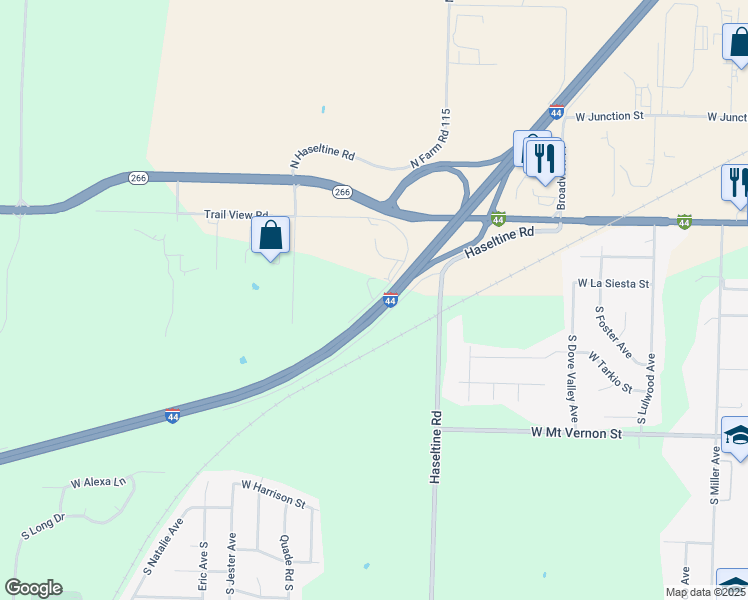 map of restaurants, bars, coffee shops, grocery stores, and more near 421 Trail View Road in Springfield