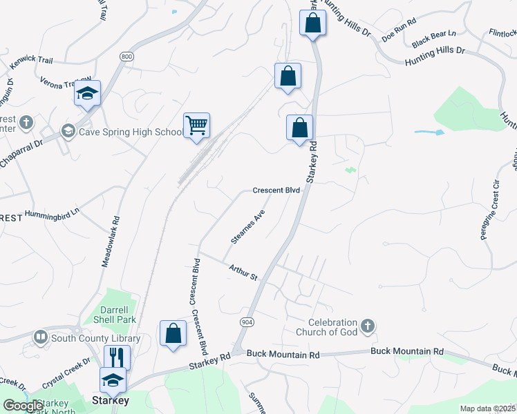 map of restaurants, bars, coffee shops, grocery stores, and more near 5433 Stearnes Avenue in Cave Spring