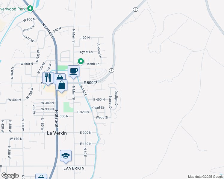 map of restaurants, bars, coffee shops, grocery stores, and more near 458 West 200 North in La Verkin