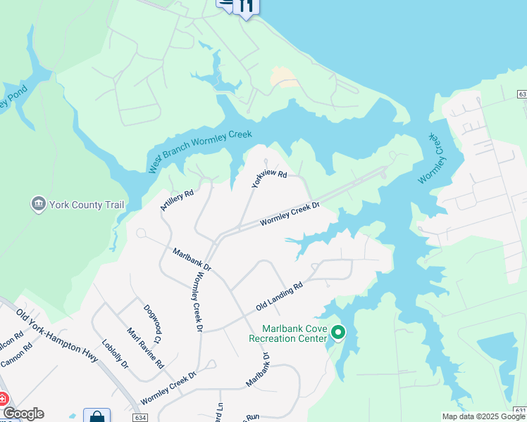 map of restaurants, bars, coffee shops, grocery stores, and more near 806 Wormley Creek Drive in Yorktown