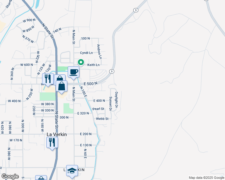 map of restaurants, bars, coffee shops, grocery stores, and more near 458 West 200 North in La Verkin