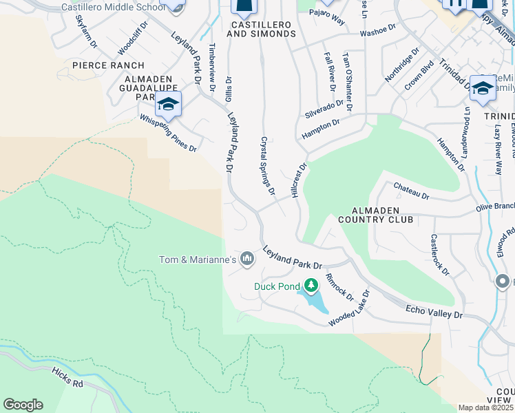 map of restaurants, bars, coffee shops, grocery stores, and more near 6744 Leyland Park Drive in San Jose