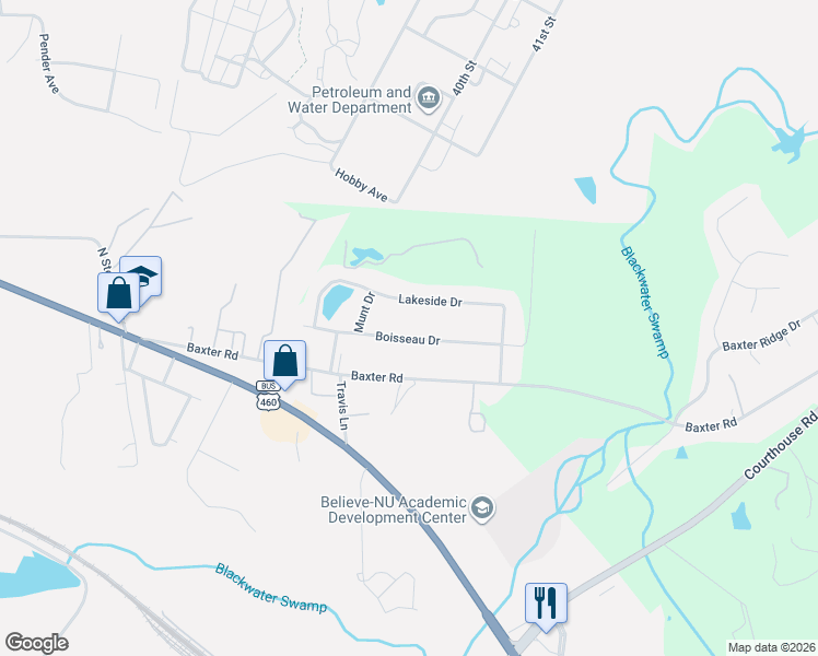 map of restaurants, bars, coffee shops, grocery stores, and more near 1545 Boisseau Drive in Prince George