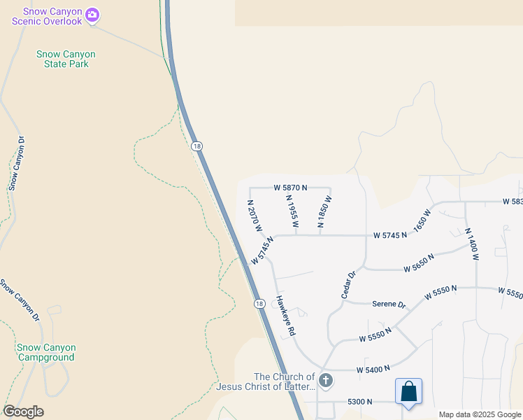 map of restaurants, bars, coffee shops, grocery stores, and more near 5802 North 2070 West in Saint George