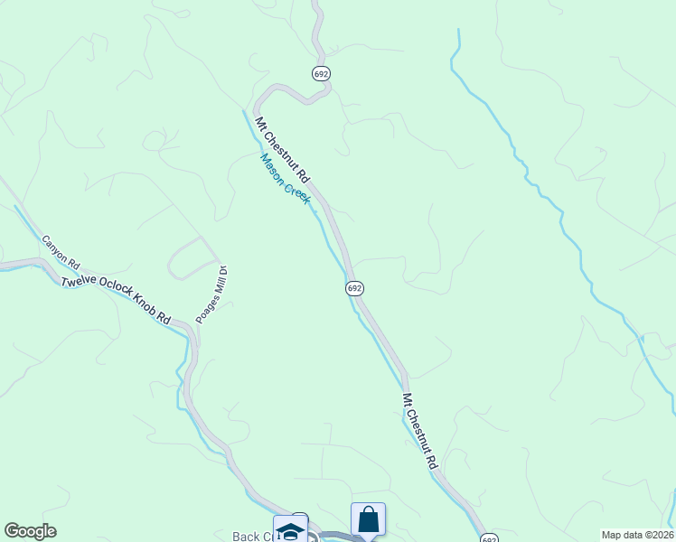 map of restaurants, bars, coffee shops, grocery stores, and more near 7495 Mount Chestnut Road in Roanoke