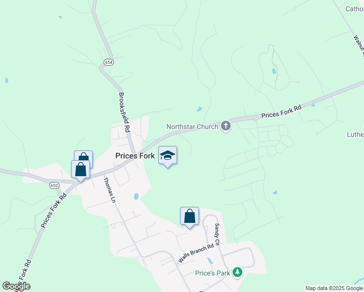 map of restaurants, bars, coffee shops, grocery stores, and more near 4021 Prices Fork Road in Blacksburg