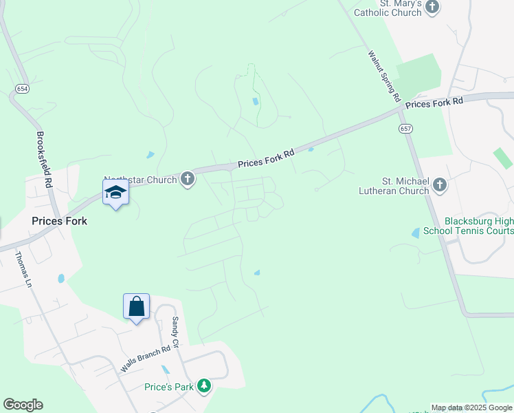 map of restaurants, bars, coffee shops, grocery stores, and more near in Blacksburg