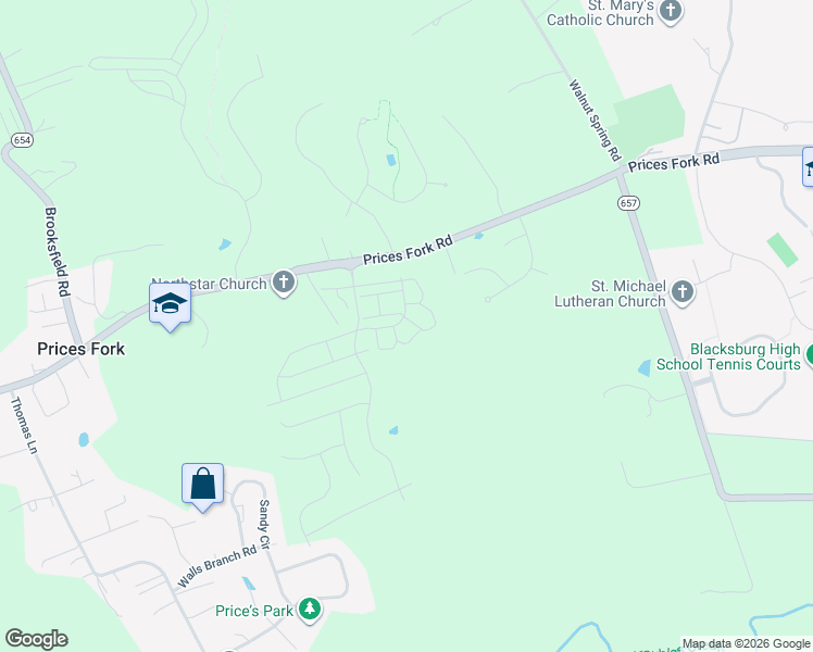 map of restaurants, bars, coffee shops, grocery stores, and more near in Blacksburg