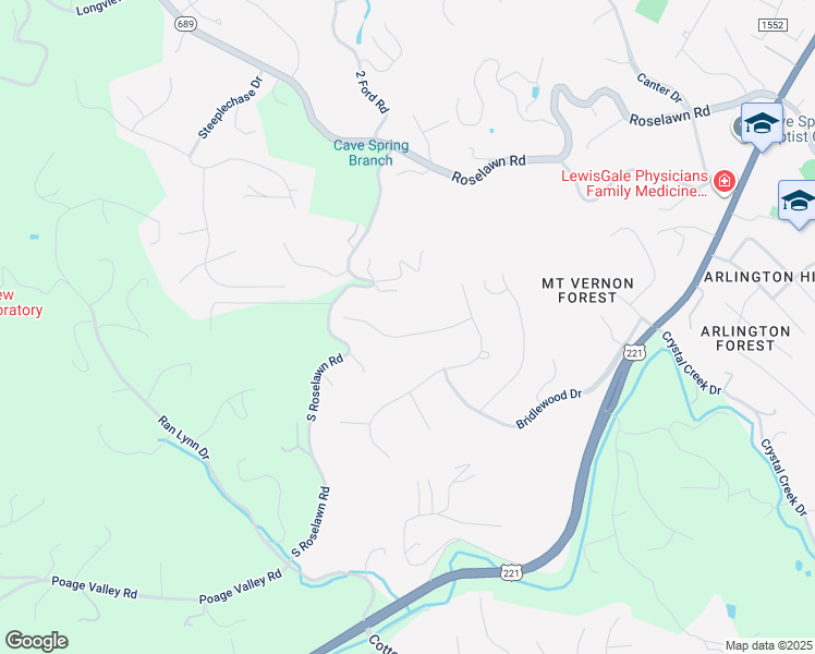map of restaurants, bars, coffee shops, grocery stores, and more near 5941 Blackhorse Lane in Cave Spring