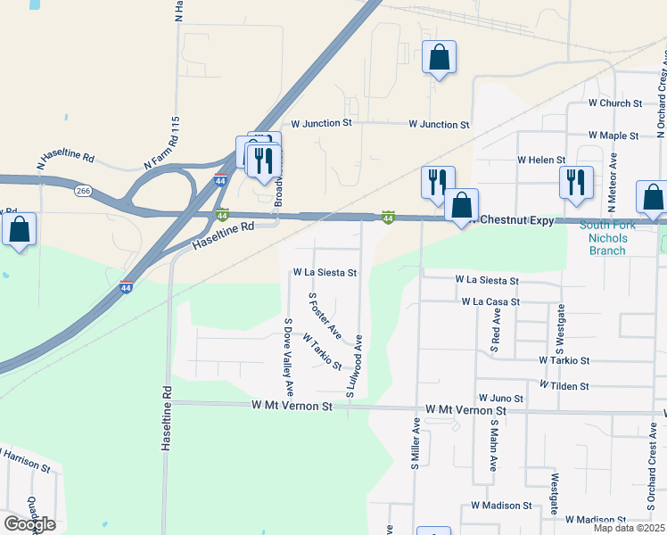 map of restaurants, bars, coffee shops, grocery stores, and more near 4755 West La Siesta Street in Springfield