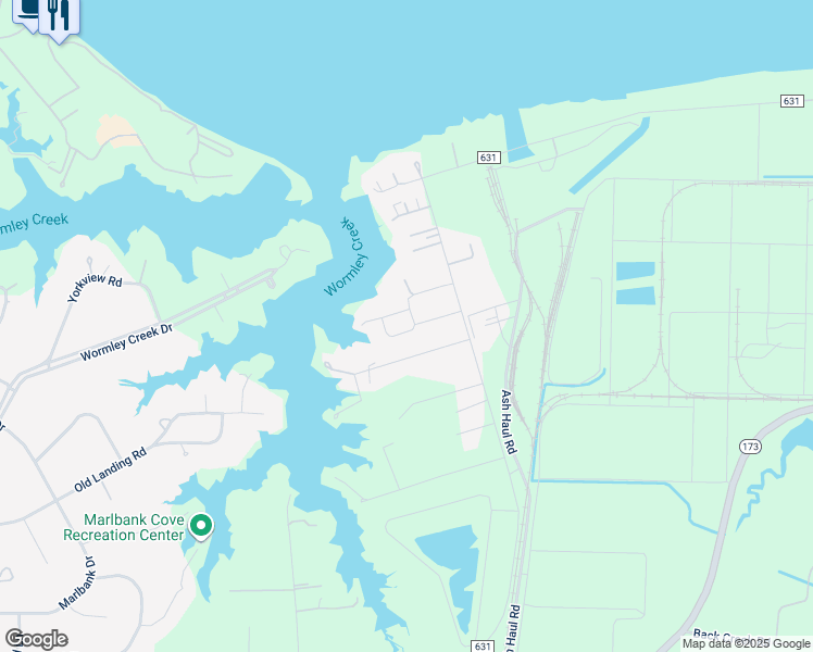 map of restaurants, bars, coffee shops, grocery stores, and more near 200 Basta Drive in Yorktown