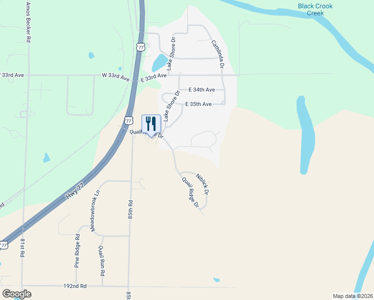 map of restaurants, bars, coffee shops, grocery stores, and more near 513 Quail Nest Road in Winfield