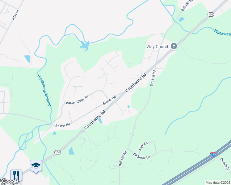 map of restaurants, bars, coffee shops, grocery stores, and more near 4708 Baxter Road in Prince George