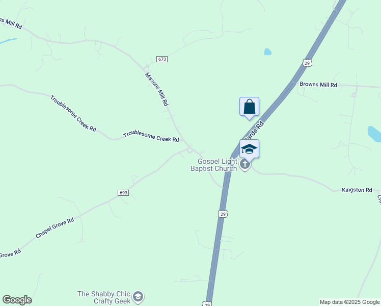 map of restaurants, bars, coffee shops, grocery stores, and more near 86 Masons Mill Road in Evington