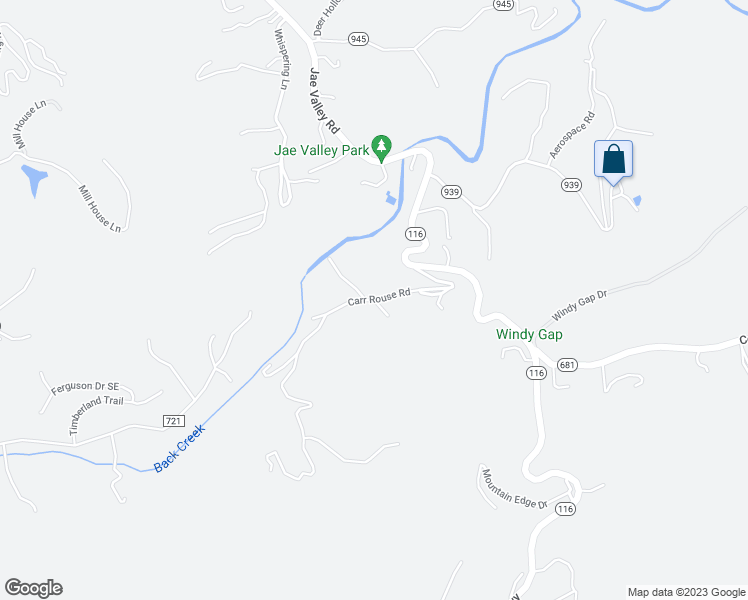map of restaurants, bars, coffee shops, grocery stores, and more near Carr Rouse Road in Roanoke
