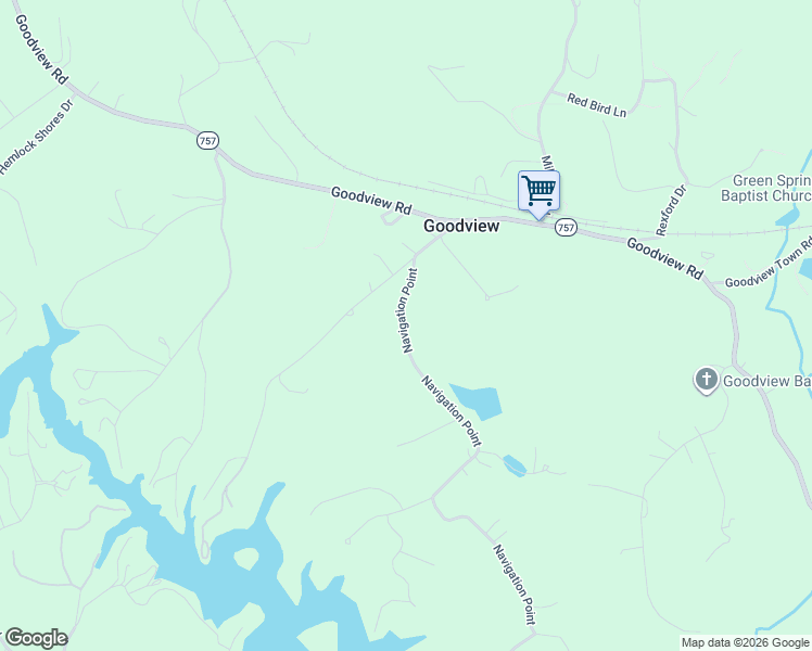 map of restaurants, bars, coffee shops, grocery stores, and more near 1000-1404 Navigation Point in Goodview