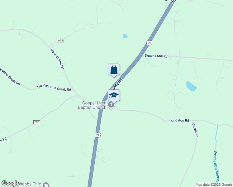 map of restaurants, bars, coffee shops, grocery stores, and more near 5787 Wards Road in Evington