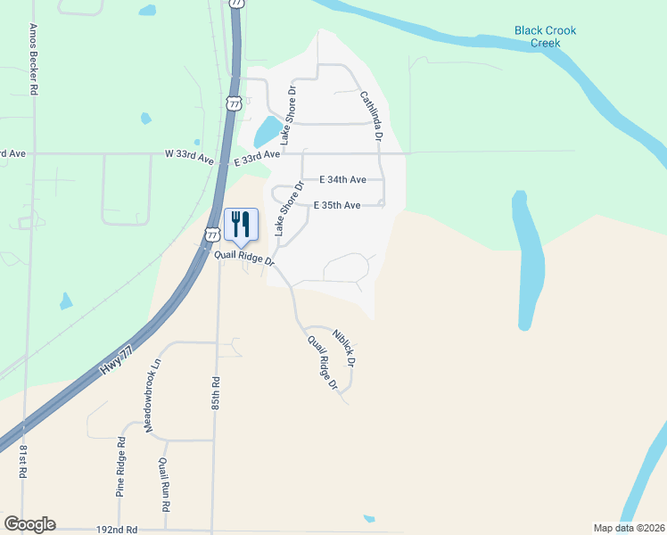 map of restaurants, bars, coffee shops, grocery stores, and more near 620 Quail Nest Road in Winfield
