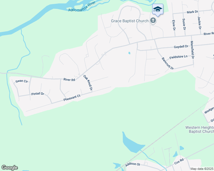 map of restaurants, bars, coffee shops, grocery stores, and more near 23312 Pheasant Court in Petersburg