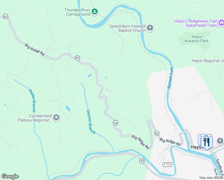 map of restaurants, bars, coffee shops, grocery stores, and more near Haygar Mountain Loop in Haysi