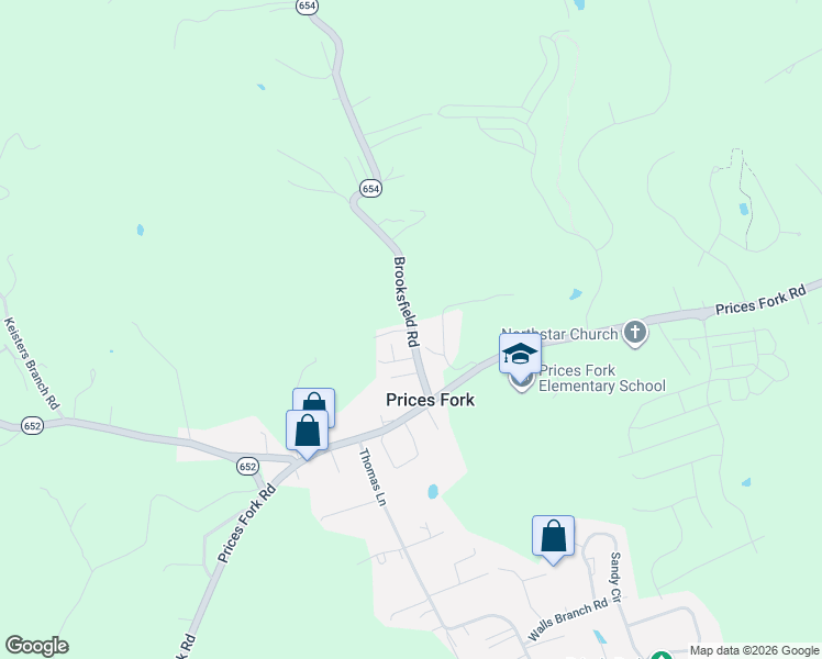 map of restaurants, bars, coffee shops, grocery stores, and more near 3119 Emerson Lane in Blacksburg